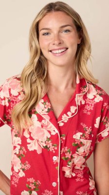 The Cat's Pajamas Women's Fete Florale Pima Knit Cotton Capri Pajama Set