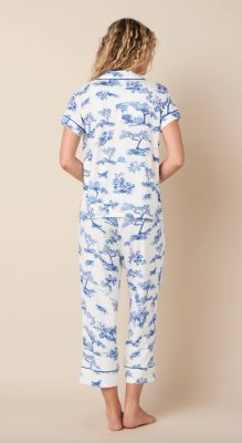 The Cat's Pajamas Field & Feather Pima Knit Cotton Capri Pajama Set