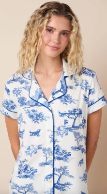 The Cat's Pajamas Field & Feather Pima Knit Cotton Capri Pajama Set