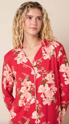The Cat's Pajamas Women's Fete Florale Pima Knit Cotton Classic Pajama Set