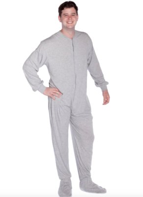 Big Feet Pajamas Adult Gray Jersey Knit One Piece Footy