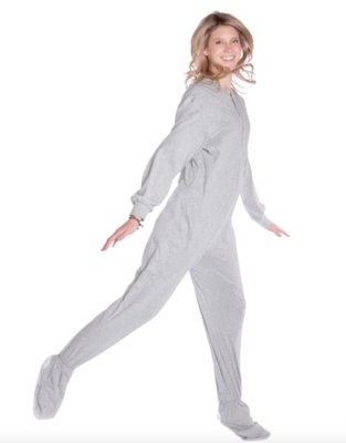 Big Feet Pajamas Adult Gray Jersey Knit One Piece Footy