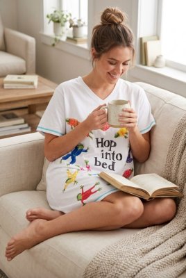 Little Blue House by Hatley Hop Into Bed Cotton Sleepshirt in White
