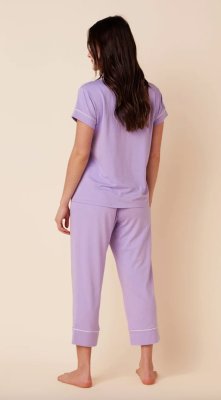 The Cat's Pajamas Women's Lilac Pima Knit Cotton Capri Pajama Set