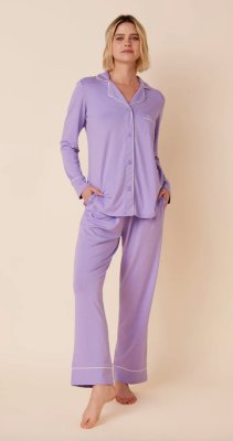 The Cat's Pajamas Women's Lilac Pima Knit Cotton Classic Pajama Set