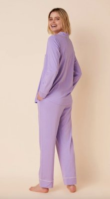 The Cat's Pajamas Women's Lilac Pima Knit Cotton Classic Pajama Set