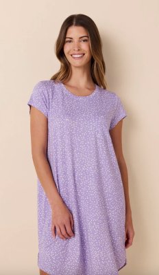 The Cat's Pajamas Women's Lilac Confetti Dot Pima Knit Cotton Short Sleeve Sleepshirt