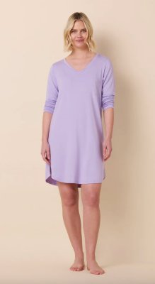 The Cat's Pajamas Women's Lilac Pima Knit Cotton Long Sleeve Sleepshirt