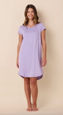 The Cat's Pajamas Women's Lilac Pima Knit Cotton Short Sleeve Sleepshirt