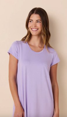 The Cat's Pajamas Women's Lilac Pima Knit Cotton Short Sleeve Sleepshirt
