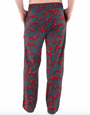 Lazy One Men's Lobster Cotton Knit Pajama Pant in Grey and Red