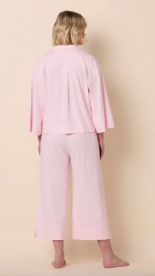 The Cat's Pajamas Women's Mariposa Organic Pima Cotton Wide Leg Pajama Set in Pink