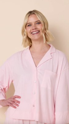 The Cat's Pajamas Women's Mariposa Organic Pima Cotton Wide Leg Pajama Set in Pink
