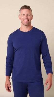 The Cat's Pajamas Men's Pima Knit Cotton Pullover Lounge Set in New Navy