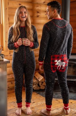 Lazy One Adult Unisex Moose Caboose FlapJack in Charcoal