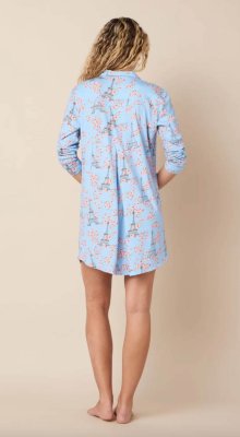 The Cat's Pajamas Women's Petals Over Paris Pima Knit Cotton Classic Nightshirt