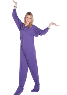 Big Feet Pajamas Adult Purple Jersey Knit One Piece Footy