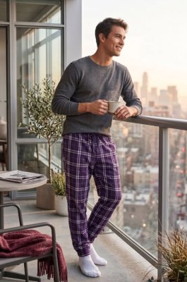 Boxercraft Adult Purple/White Plaid Flannel Jogger