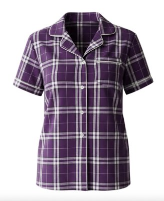 Boxercraft Women's Purple/White Plaid Boxy Flannel Short Sleeve Shirt