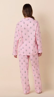 The Cat's Pajamas Women's Queen Bee Luxe Pima Cotton Classic Pajama Set in Pink