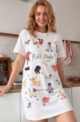 Little Blue House by Hatley Ruff Night Cotton Sleepshirt in White