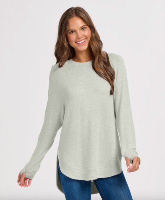 Boxercraft Women's Cuddle Oversized Crew Top in Sage Heather