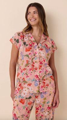 The Cat's Pajamas Women's Strawberry Fields Voile Cotton Capri Pajama Set