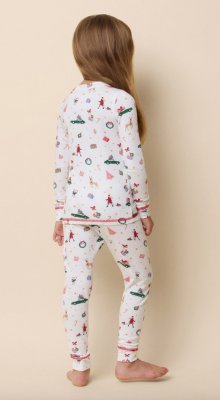 The Cat's Pajamas Kids A Merry Little Stroll Pima Knit Cotton Pullover Pajama Set