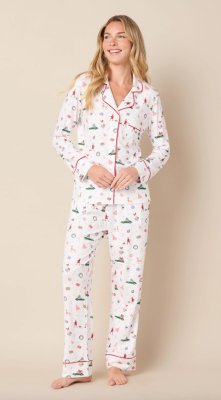 The Cat's Pajamas Women's A Merry Little Stroll Pima Knit Cotton Classic Pajama Set