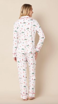 The Cat's Pajamas Women's A Merry Little Stroll Pima Knit Cotton Classic Pajama Set