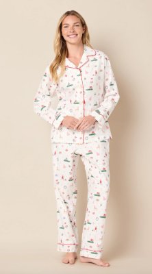 The Cat's Pajamas Women's A Merry Little Stroll Flannel Classic Pajama Set