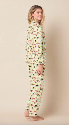 The Cat's Pajamas Women's Wasabi Sushi Flannel Classic Pajama Set in Green
