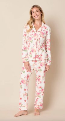 The Cat's Pajamas Women's Wing & Bloom Pima Knit Cotton Classic Pajama Set
