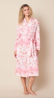 The Cat's Pajamas Women's Wing & Bloom Luxe Pima Cotton Shawl Collar Robe