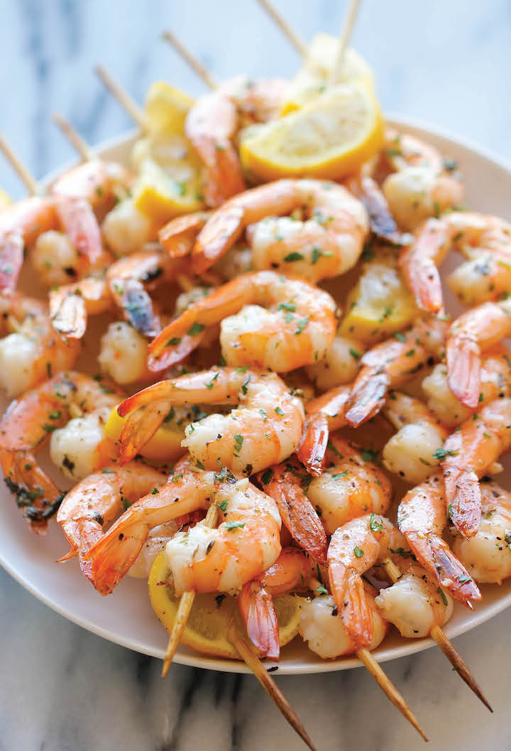 Garlic Shrimp Kabobs for a Rainy Day