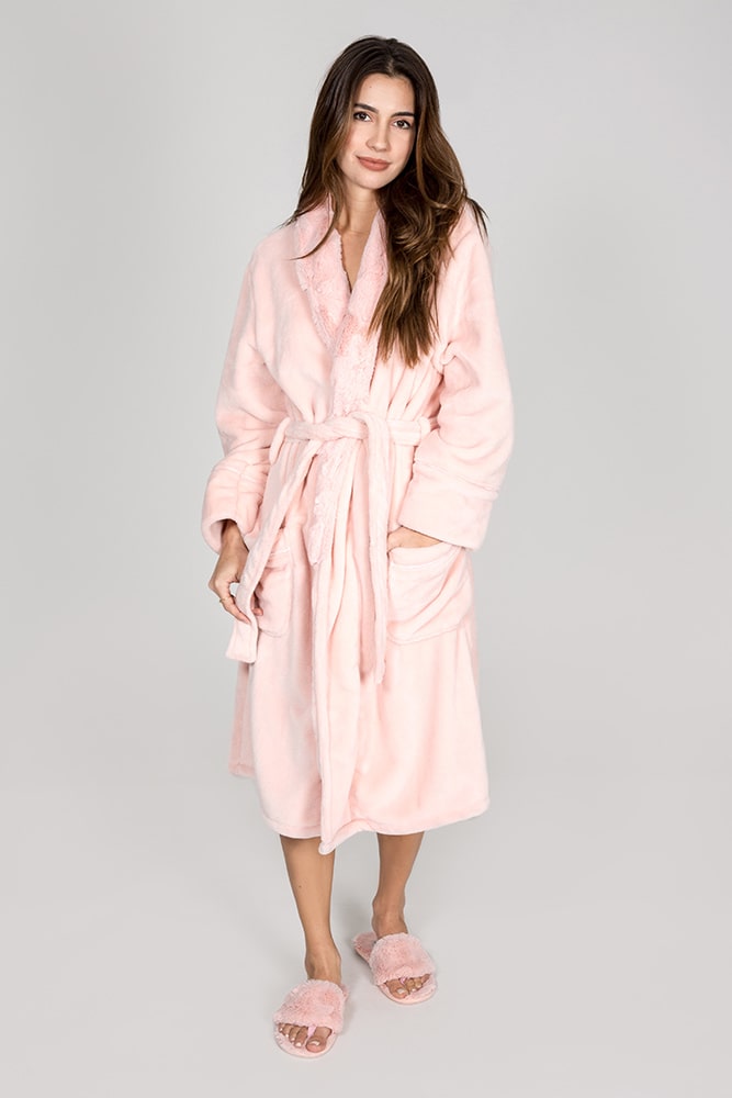 Plush bathrobe in light pink / blush color from PJ Salvage