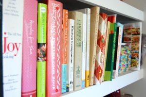 cookbooks on shelf