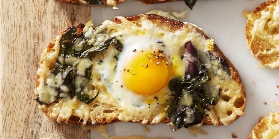 Chard and Gruyere Eggs in the Hole from Good Housekeeping