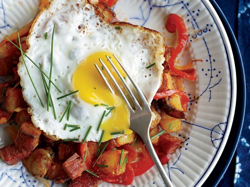 Corned Beef Hash with Fried Eggs from Food & Wine