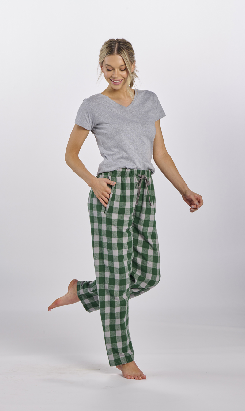 Buffalo Plaid Flannel Pajama Pants for Women with Pockets