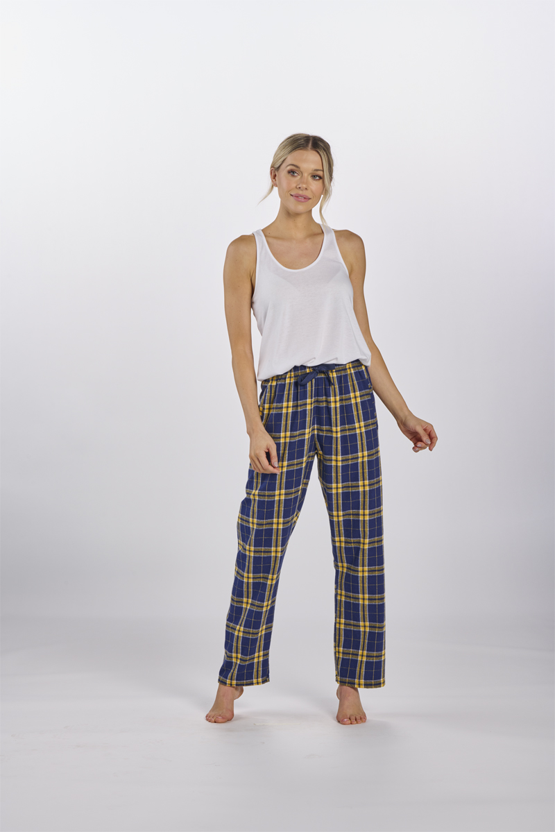 Boxercraft Women's Haley Navy/Gold Plaid Flannel Pajama Pant