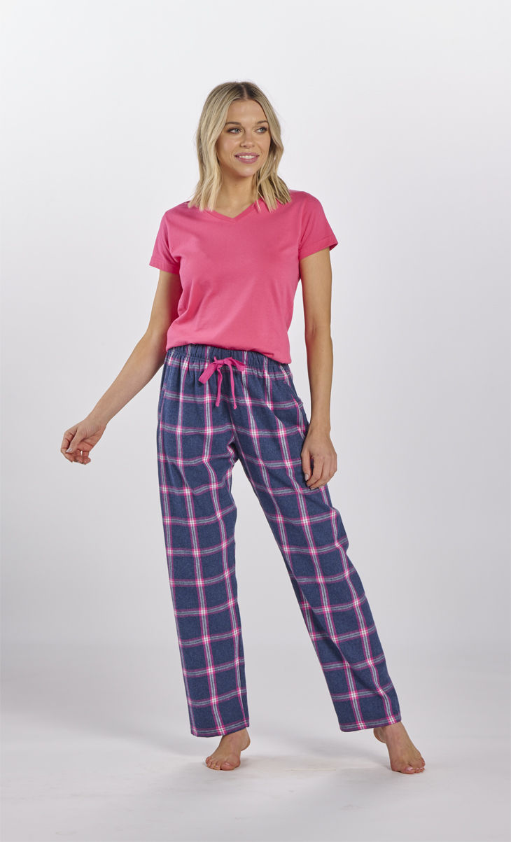 Boxercraft Women's Haley Navy/Pink Plaid Flannel Pajama Pant