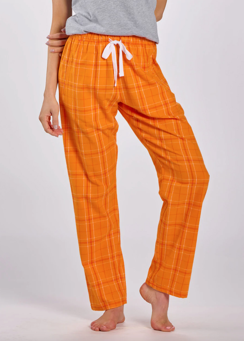 Orange Plaid Side Chain Pants Plus Size