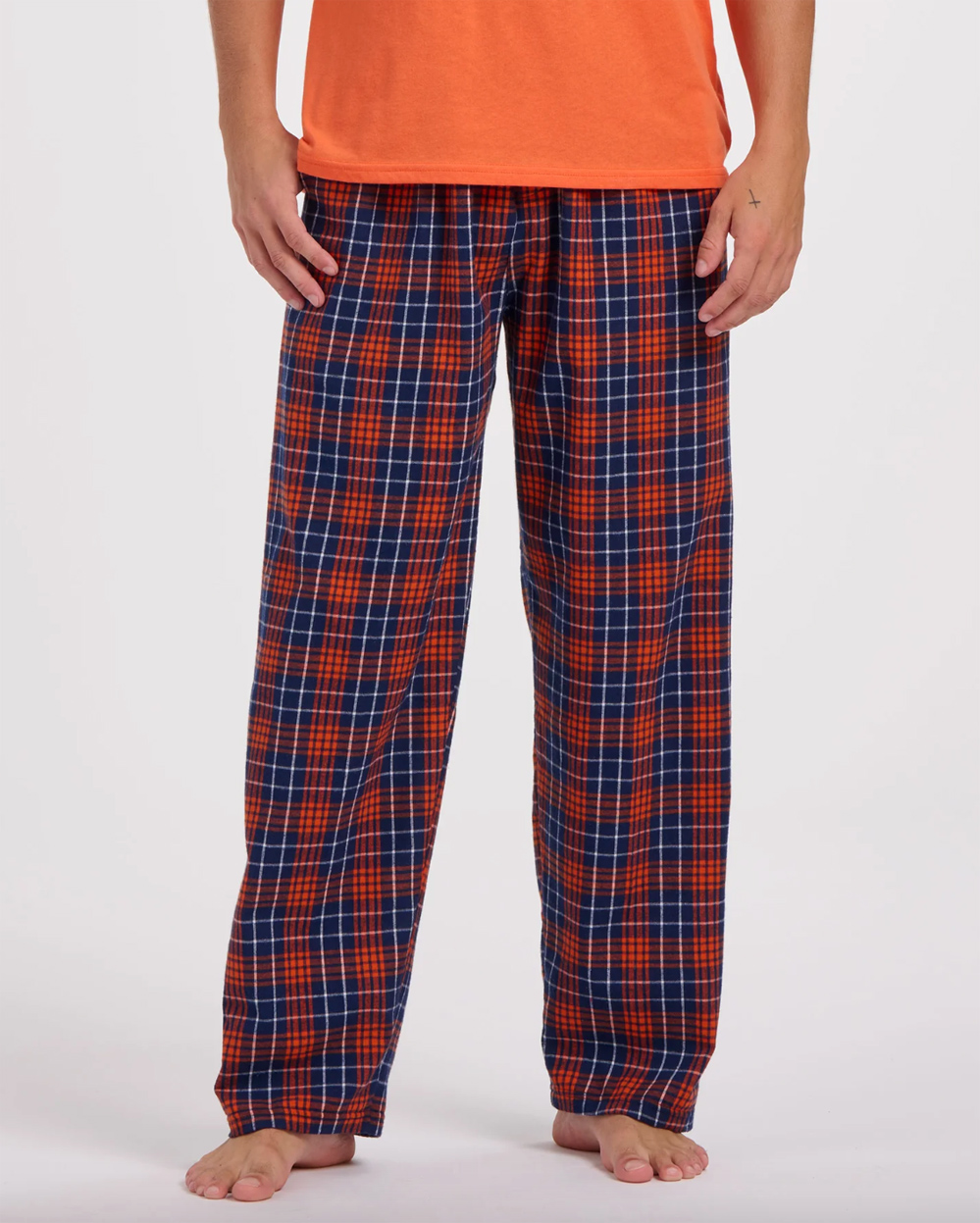 Boxercraft Men's Harley Navy/Orange Plaid Flannel Pajama Pant