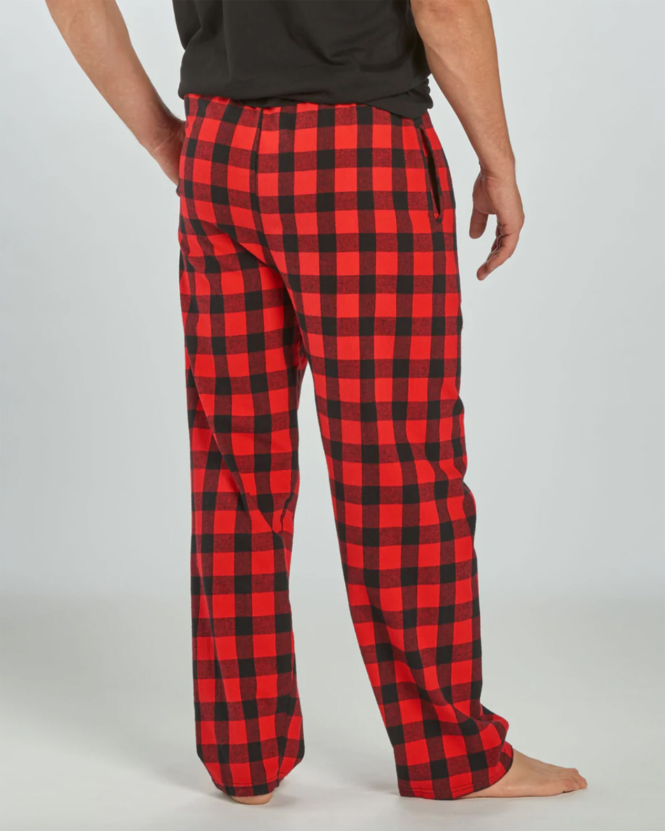 Mens Red & Black Buffalo Plaid Flannel Jogger Sleep Pants Pajama Bottoms