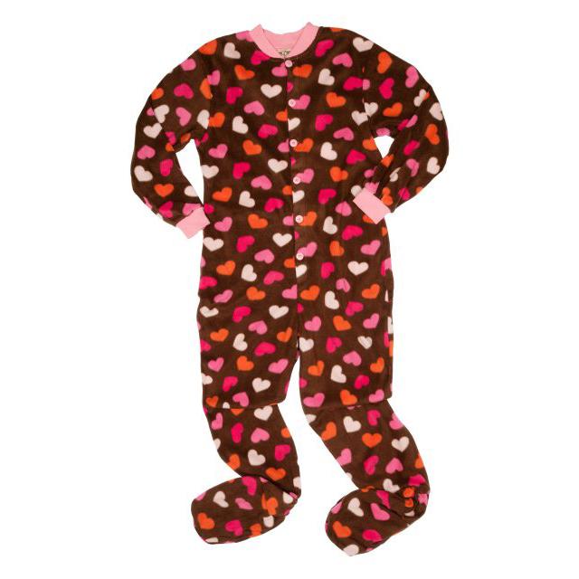 Chocolate and Hearts Fleece Onesie Pajama for Women, Footless: Big Feet  Onesies & Footed Pajamas