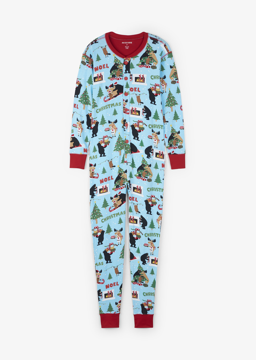 Little Blue House by Hatley Unisex-Adult Union Suit Pajama Set