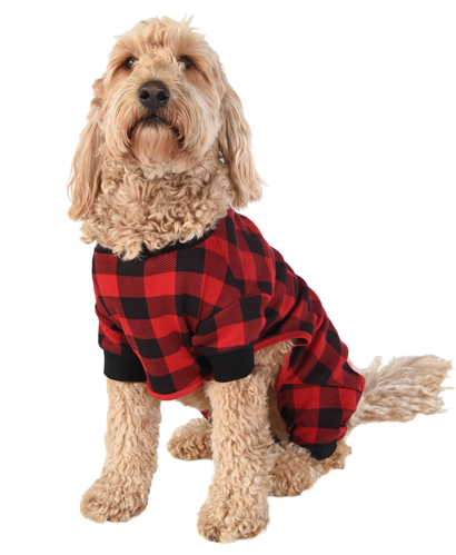 red and black flannel dog pajamas