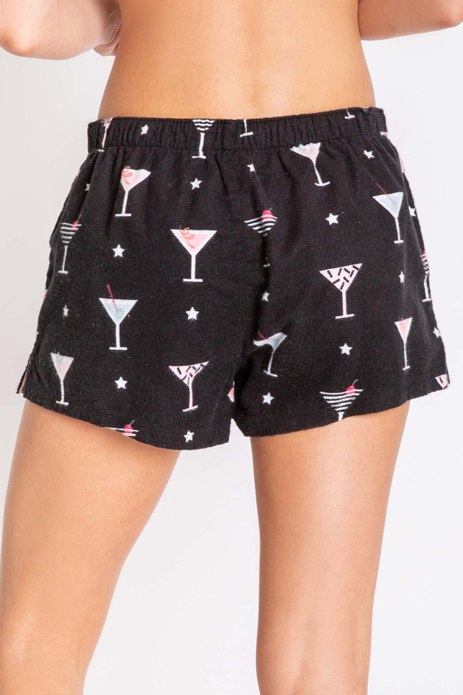 PJ Salvage Martini Flannel Boxer Short in Black