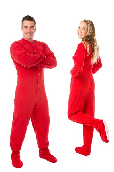 Big Feet Pajamas Adult Red Fleece One Piece Footy